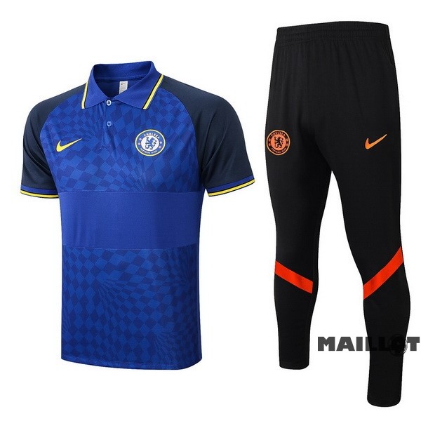 Foot Maillot Pas Cher Ensemble Complet Polo Chelsea 2022 2023 Bleu Noir