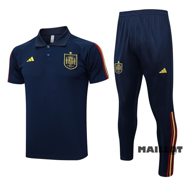 Foot Maillot Pas Cher Ensemble Complet Polo Espagne 2022 Bleu Marine