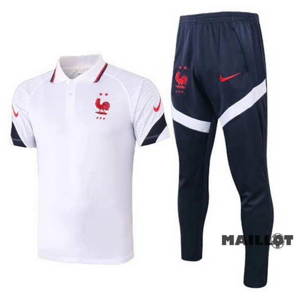 Foot Maillot Pas Cher Ensemble Complet Polo France 2020 Blanc Bleu