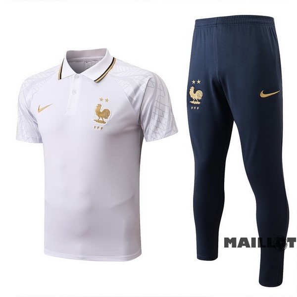 Foot Maillot Pas Cher Ensemble Complet Polo France 2022 Blanc Bleu