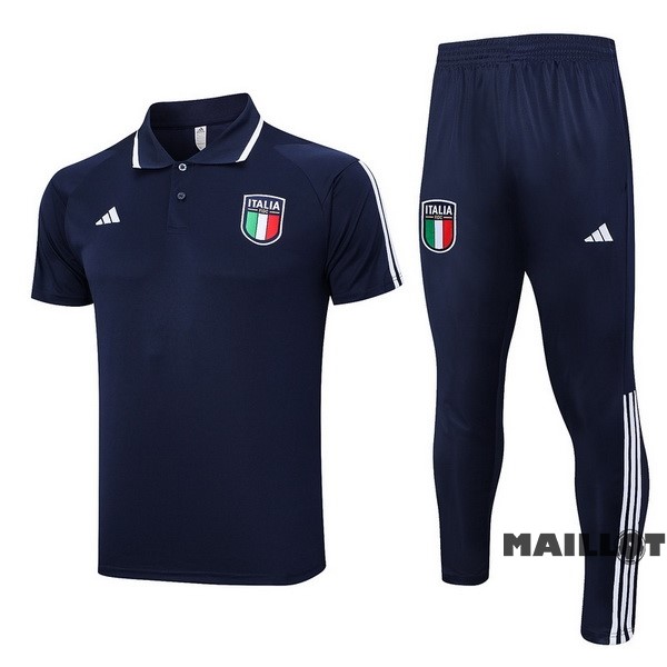 Foot Maillot Pas Cher Ensemble Complet Polo Italie 2023 Bleu Marine