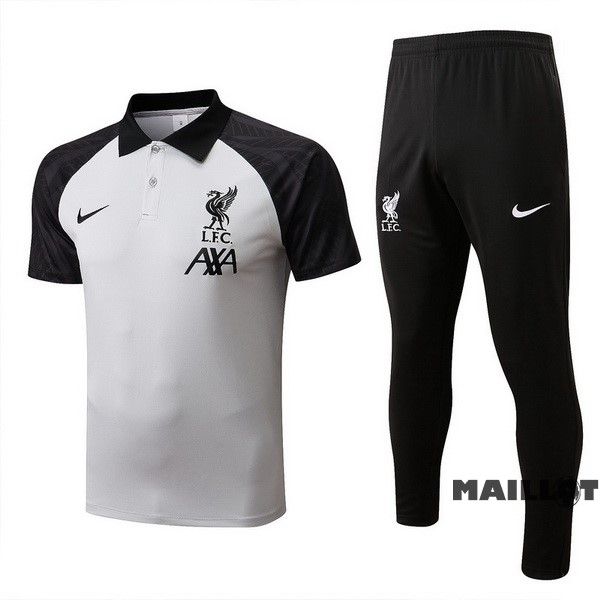 Foot Maillot Pas Cher Ensemble Complet Polo Liverpool 2022 2023 Blanc Noir