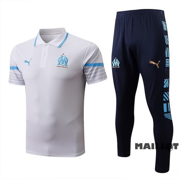 Foot Maillot Pas Cher Ensemble Complet Polo Marsella 2022 2023 Blanc Bleu