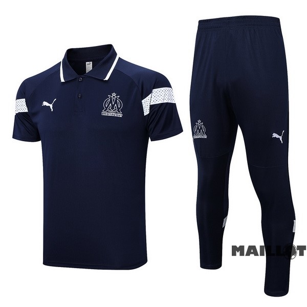 Foot Maillot Pas Cher Ensemble Complet Polo Marsella 2022 2023 Bleu Marine Blanc