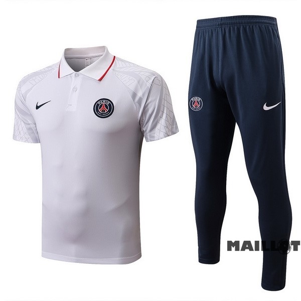 Foot Maillot Pas Cher Ensemble Complet Polo Paris Saint Germain 2022 2023 Blanc Bleu Marine