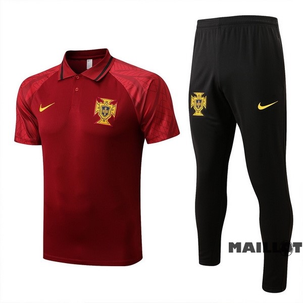 Foot Maillot Pas Cher Ensemble Complet Polo Portugal 2022 Rouge Noir