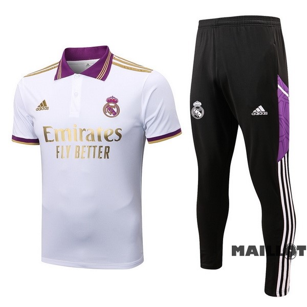 Foot Maillot Pas Cher Ensemble Complet Polo Real Madrid 2022 2023 Blanc Purpura