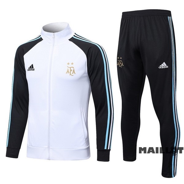 Foot Maillot Pas Cher Ensemble Complet Ropa Deportiva Con Cremallera Enfant Larga Argentine 2022 Noir I Blanc