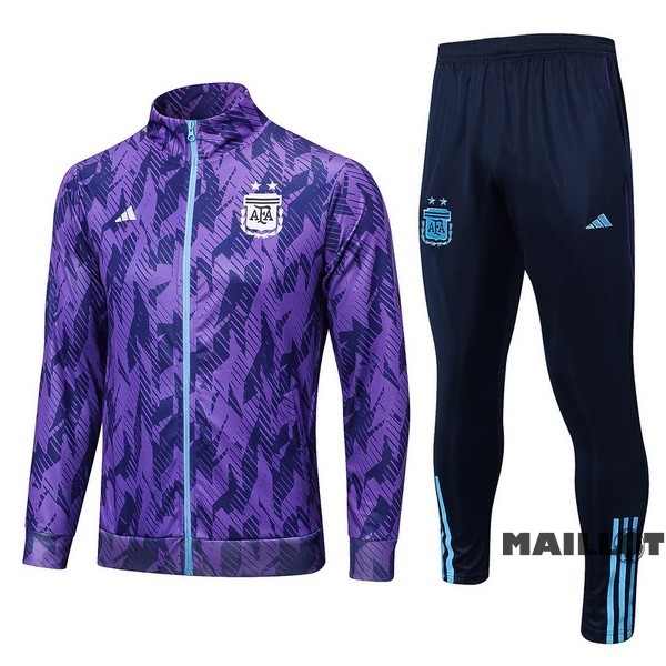 Foot Maillot Pas Cher Ensemble Complet Ropa Deportiva Con Cremallera Enfant Larga Argentine 2022 Purpura