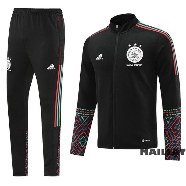 Foot Maillot Pas Cher Ensemble Complet Ropa Deportiva Con Cremallera Larga Ajax 2022 2023 Noir