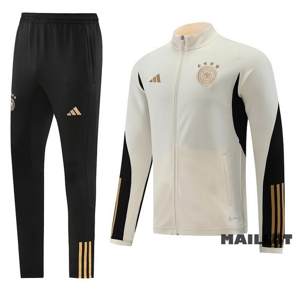 Foot Maillot Pas Cher Ensemble Complet Ropa Deportiva Con Cremallera Larga Allemagne 2022 Blanc I Noir