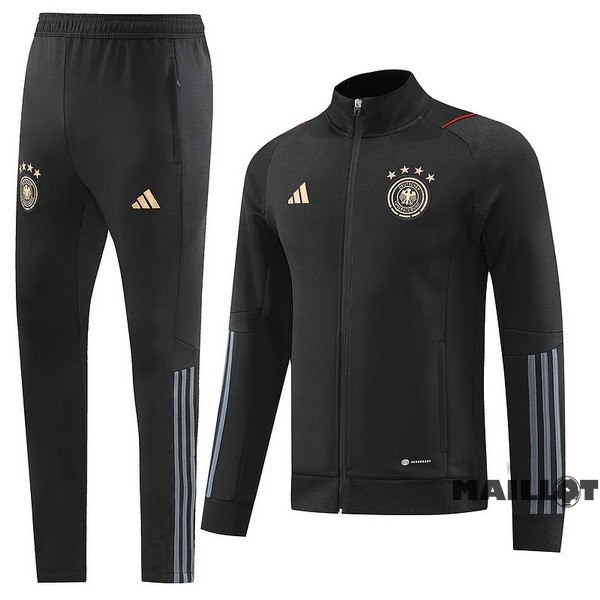 Foot Maillot Pas Cher Ensemble Complet Ropa Deportiva Con Cremallera Larga Allemagne 2022 Noir