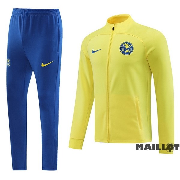 Foot Maillot Pas Cher Ensemble Complet Ropa Deportiva Con Cremallera Larga América 2023 2024 Bleu Jaune