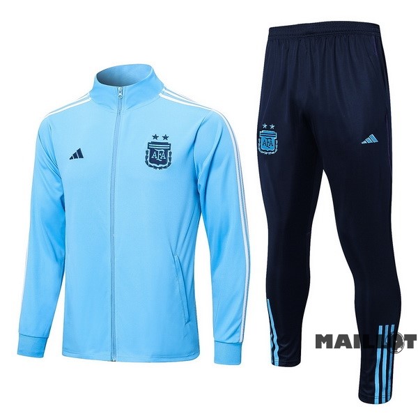 Foot Maillot Pas Cher Ensemble Complet Ropa Deportiva Con Cremallera Larga Argentine 2022 Bleu