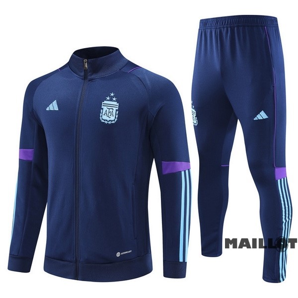 Foot Maillot Pas Cher Ensemble Complet Ropa Deportiva Con Cremallera Larga Argentine 2023 Bleu II Marine