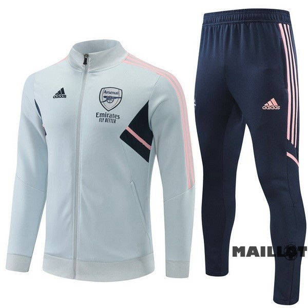 Foot Maillot Pas Cher Ensemble Complet Ropa Deportiva Con Cremallera Larga Arsenal 2022 2023 Gris Bleu