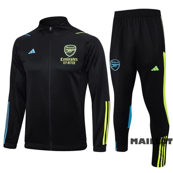 Foot Maillot Pas Cher Ensemble Complet Ropa Deportiva Con Cremallera Larga Arsenal 2023 2024 Noir Jaune