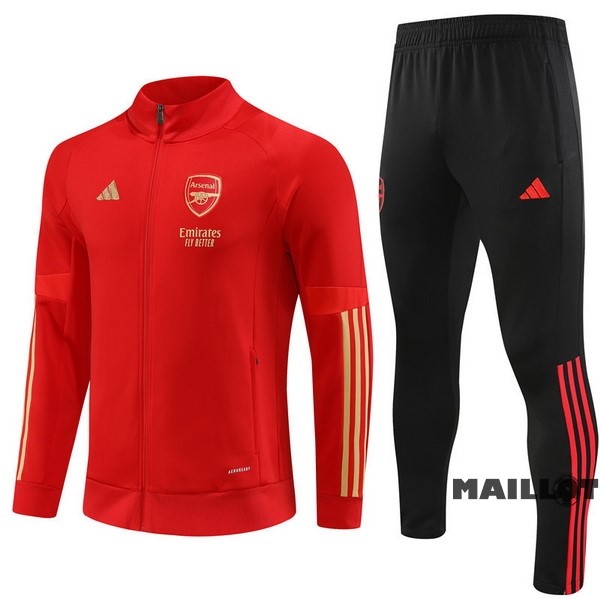 Foot Maillot Pas Cher Ensemble Complet Ropa Deportiva Con Cremallera Larga Arsenal 2023 2024 Rouge Noir