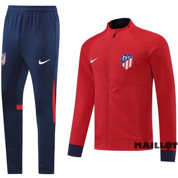 Foot Maillot Pas Cher Ensemble Complet Ropa Deportiva Con Cremallera Larga Atlético Madrid 2022 2023 Bleu Rouge