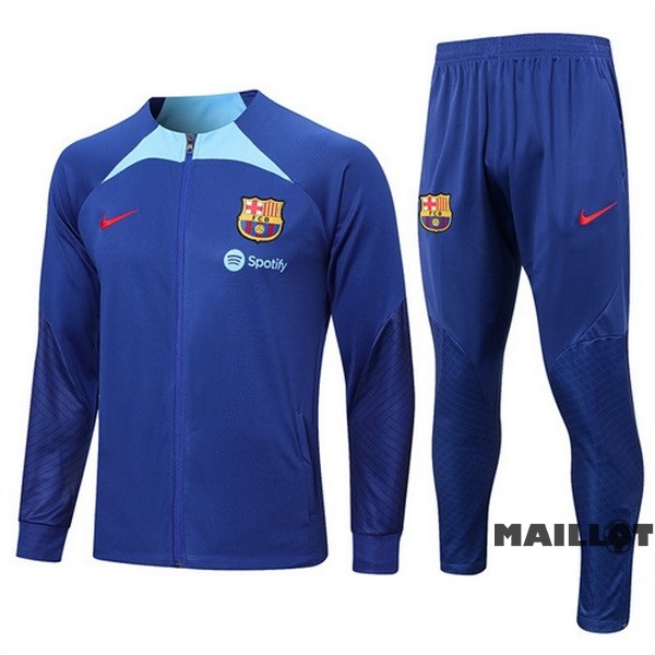 Foot Maillot Pas Cher Ensemble Complet Ropa Deportiva Con Cremallera Larga Barcelona 2022 2023 Bleu