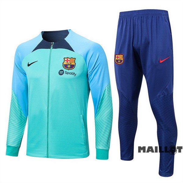 Foot Maillot Pas Cher Ensemble Complet Ropa Deportiva Con Cremallera Larga Barcelona 2022 2023 Bleu I Vert