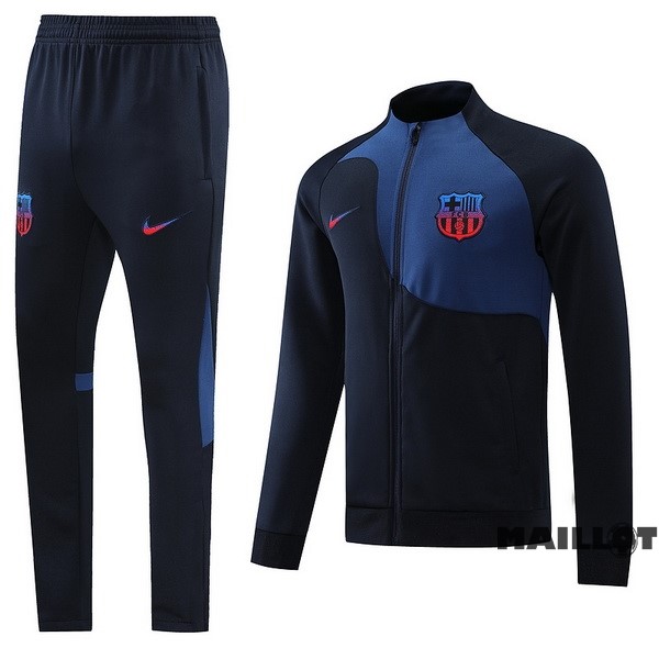 Foot Maillot Pas Cher Ensemble Complet Ropa Deportiva Con Cremallera Larga Barcelona 2022 2023 Bleu Marine