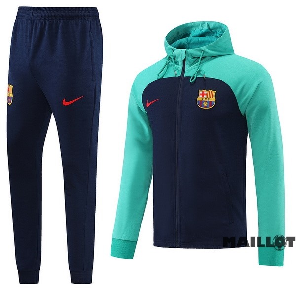 Foot Maillot Pas Cher Ensemble Complet Ropa Deportiva Con Cremallera Larga Barcelona 2022 2023 Bleu Vert