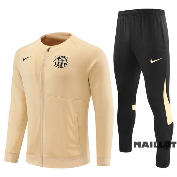 Foot Maillot Pas Cher Ensemble Complet Ropa Deportiva Con Cremallera Larga Barcelona 2022 2023 Jaune Noir