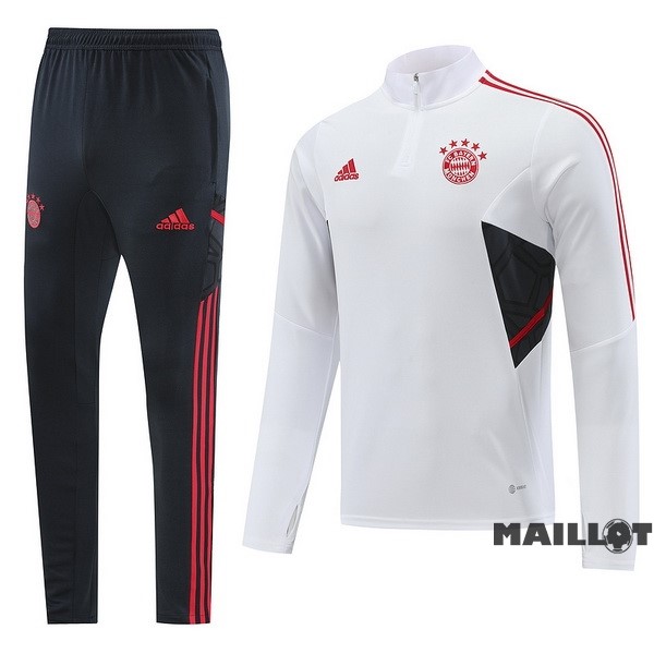 Foot Maillot Pas Cher Ensemble Complet Ropa Deportiva Con Cremallera Larga Bayern Múnich 2022 2023 Blanc