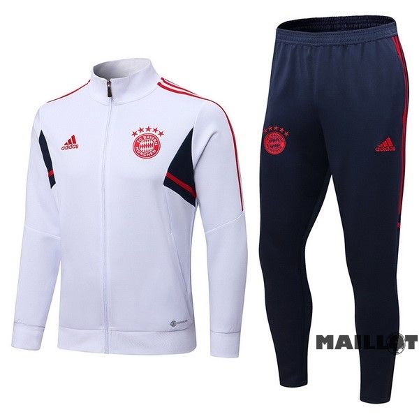 Foot Maillot Pas Cher Ensemble Complet Ropa Deportiva Con Cremallera Larga Bayern Múnich 2022 2023 Blanc Bleu Rouge