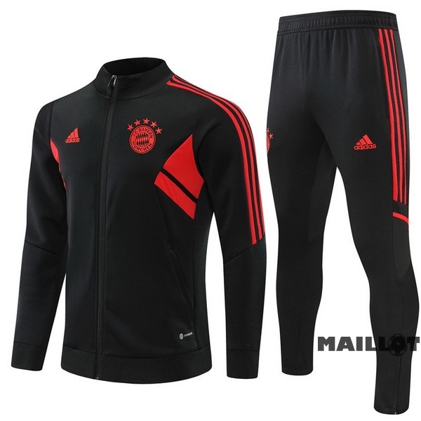 Foot Maillot Pas Cher Ensemble Complet Ropa Deportiva Con Cremallera Larga Bayern Múnich 2022 2023 Noir I Rouge