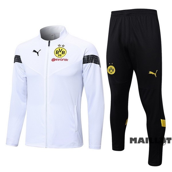 Foot Maillot Pas Cher Ensemble Complet Ropa Deportiva Con Cremallera Larga Borussia Dortmund 2022 2023 Blanc Noir