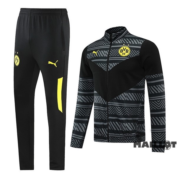 Foot Maillot Pas Cher Ensemble Complet Ropa Deportiva Con Cremallera Larga Borussia Dortmund 2022 2023 Gris Noir Jaune