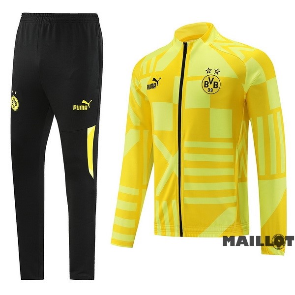 Foot Maillot Pas Cher Ensemble Complet Ropa Deportiva Con Cremallera Larga Borussia Dortmund 2022 2023 Jaune II Noir