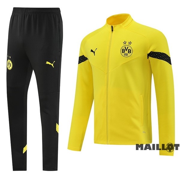 Foot Maillot Pas Cher Ensemble Complet Ropa Deportiva Con Cremallera Larga Borussia Dortmund 2022 2023 Jaune I Noir