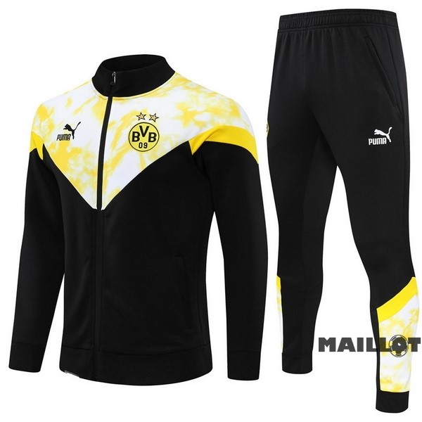 Foot Maillot Pas Cher Ensemble Complet Ropa Deportiva Con Cremallera Larga Borussia Dortmund 2022 2023 Noir Jaune