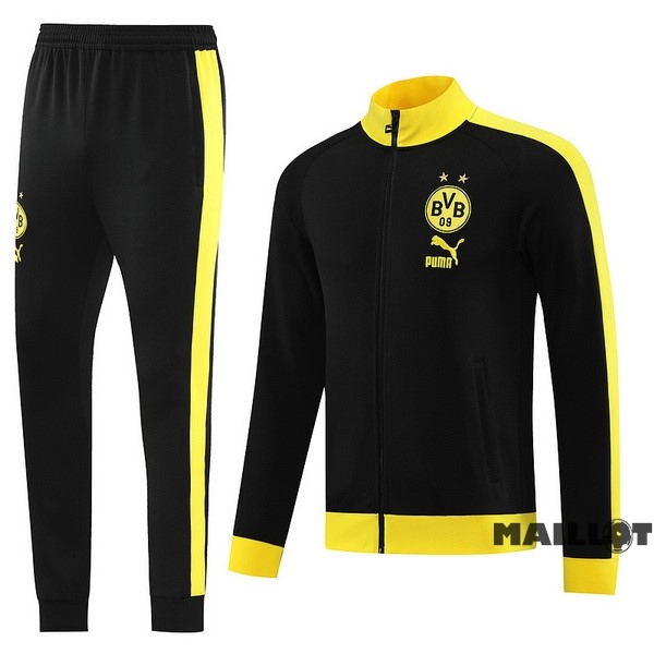 Foot Maillot Pas Cher Ensemble Complet Ropa Deportiva Con Cremallera Larga Borussia Dortmund 2023 2024 Noir Jaune