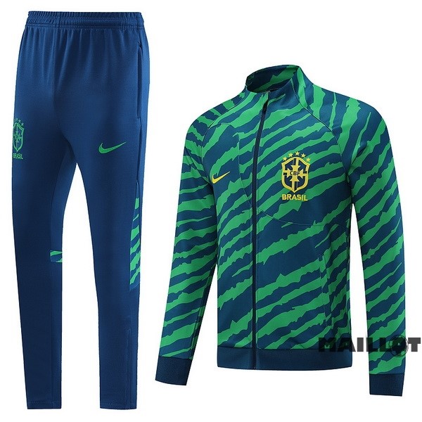 Foot Maillot Pas Cher Ensemble Complet Ropa Deportiva Con Cremallera Larga Brésil 2022 Vert