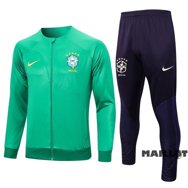 Foot Maillot Pas Cher Ensemble Complet Ropa Deportiva Con Cremallera Larga Brésil 2023 Vert Purpura