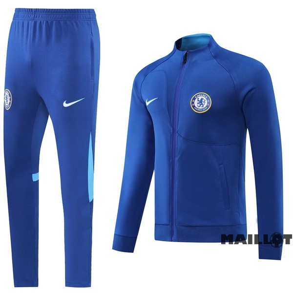 Foot Maillot Pas Cher Ensemble Complet Ropa Deportiva Con Cremallera Larga Chelsea 2022 2023 Bleu