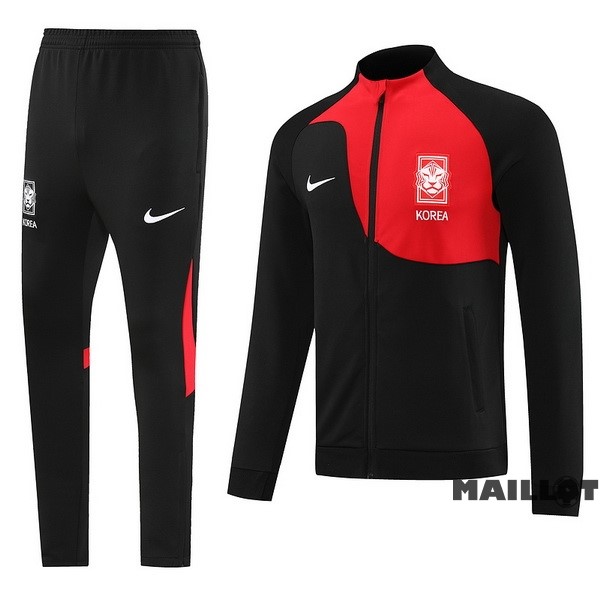 Foot Maillot Pas Cher Ensemble Complet Ropa Deportiva Con Cremallera Larga Corée 2022 Noir Rouge