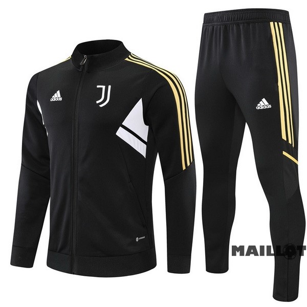 Foot Maillot Pas Cher Ensemble Complet Ropa Deportiva Con Cremallera Larga Enfant Juventus 2022 2023 Noir I Blanc