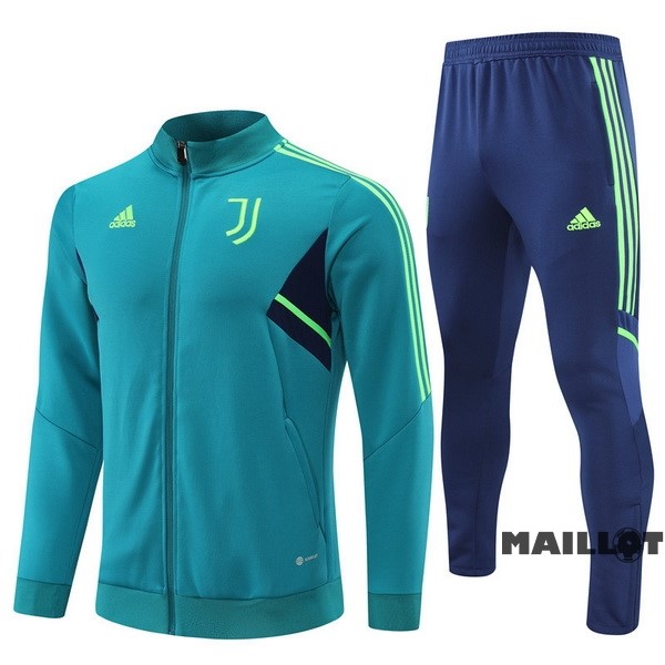 Foot Maillot Pas Cher Ensemble Complet Ropa Deportiva Con Cremallera Larga Enfant Juventus 2022 2023 Vert I Bleu