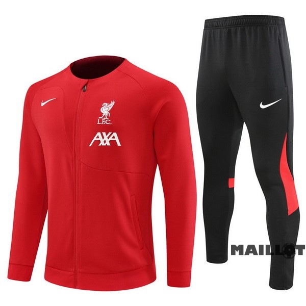 Foot Maillot Pas Cher Ensemble Complet Ropa Deportiva Con Cremallera Larga Enfant Liverpool 2022 2023 Rouge Noir