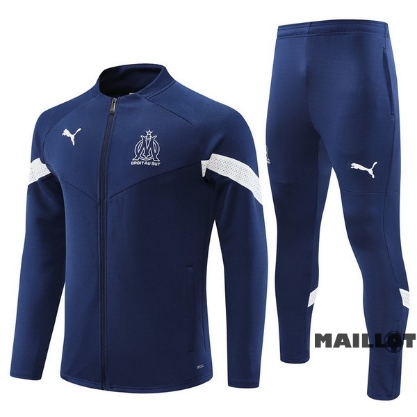 Foot Maillot Pas Cher Ensemble Complet Ropa Deportiva Con Cremallera Larga Enfant Marsella 2022 2023 Bleu Marine