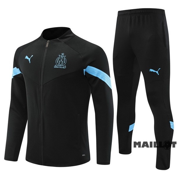 Foot Maillot Pas Cher Ensemble Complet Ropa Deportiva Con Cremallera Larga Enfant Marsella 2022 2023 Noir