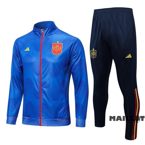 Foot Maillot Pas Cher Ensemble Complet Ropa Deportiva Con Cremallera Larga Espagne 2022 Bleu