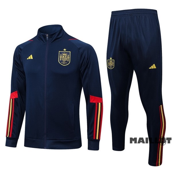 Foot Maillot Pas Cher Ensemble Complet Ropa Deportiva Con Cremallera Larga Espagne 2022 Bleu I Marine