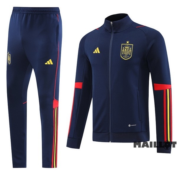 Foot Maillot Pas Cher Ensemble Complet Ropa Deportiva Con Cremallera Larga Espagne 2022 Bleu Marine