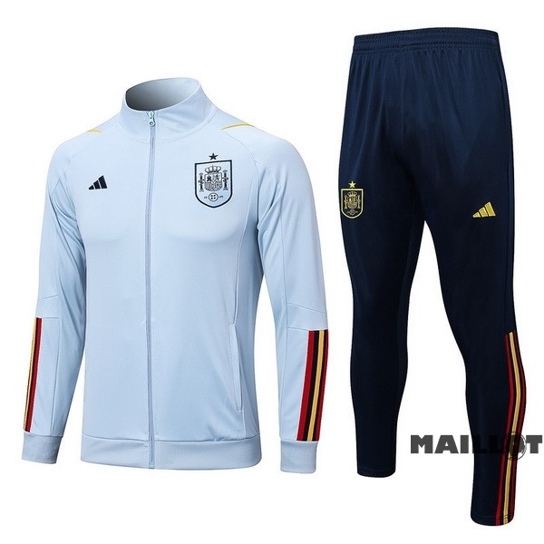 Foot Maillot Pas Cher Ensemble Complet Ropa Deportiva Con Cremallera Larga Espagne 2022 Bleu Rouge